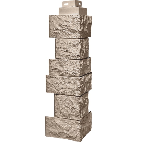 Цокольный сайдинг FineBer – Серия “Дикий камень”, Угол наружный, Песочный...  купить в Саранске