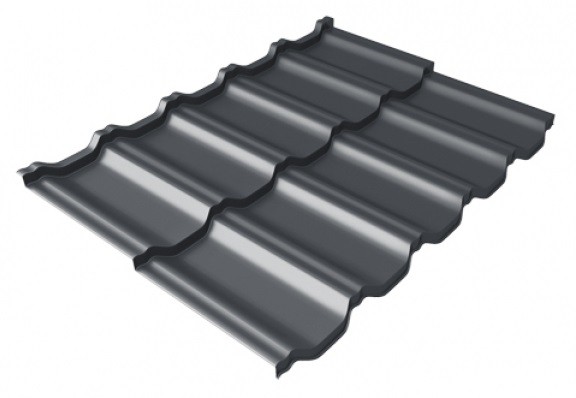 Металлочерепица модульная Квинта Uno Grand Line c 3D резом 0,5 Satin Мatt RAL 7024 мокрый асфальт купить в Саранске