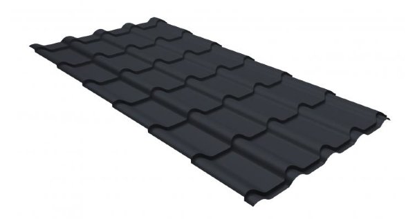 Металлочерепица камея GL 0,5 GreenCoat Pural matt RR 23 темно-серый (RAL 7024 мокрый асфальт) купить в Саранске