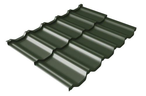Металлочерепица модульная Квинта Uno Grand Line c 3D резом 0,5 GreenСoat Pural Matt RR 11 темно-зеленый (RAL 6020 хромовая зелень) купить в Саранске