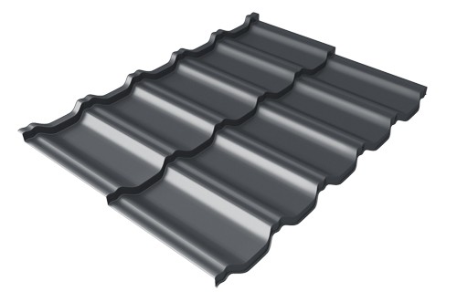 Металлочерепица модульная Квинта Uno Grand Line c 3D резом 0,45 PE RAL 7024 мокрый асфальт купить в Саранске