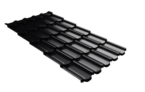Металлочерепица квинта плюс с 3D резом 0,5 Quarzit lite RAL 9005 черный купить в Саранске
