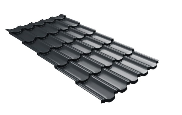 Металлочерепица квинта плюс с 3D резом 0,5 Satin RAL 7016 антрацитово-серый купить в Саранске